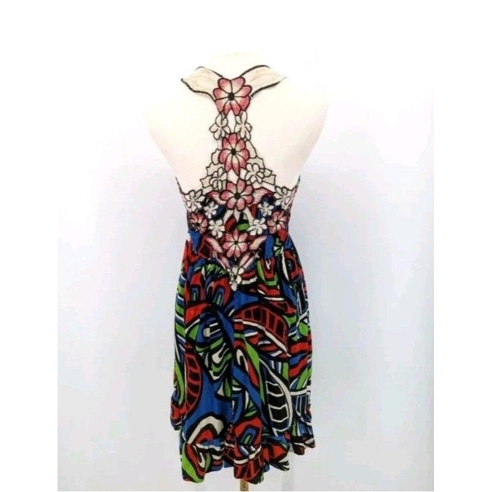 NEW Vintage Forever Twenty-One 2010s Boho Tribal Print Sundress Lace Back Medium